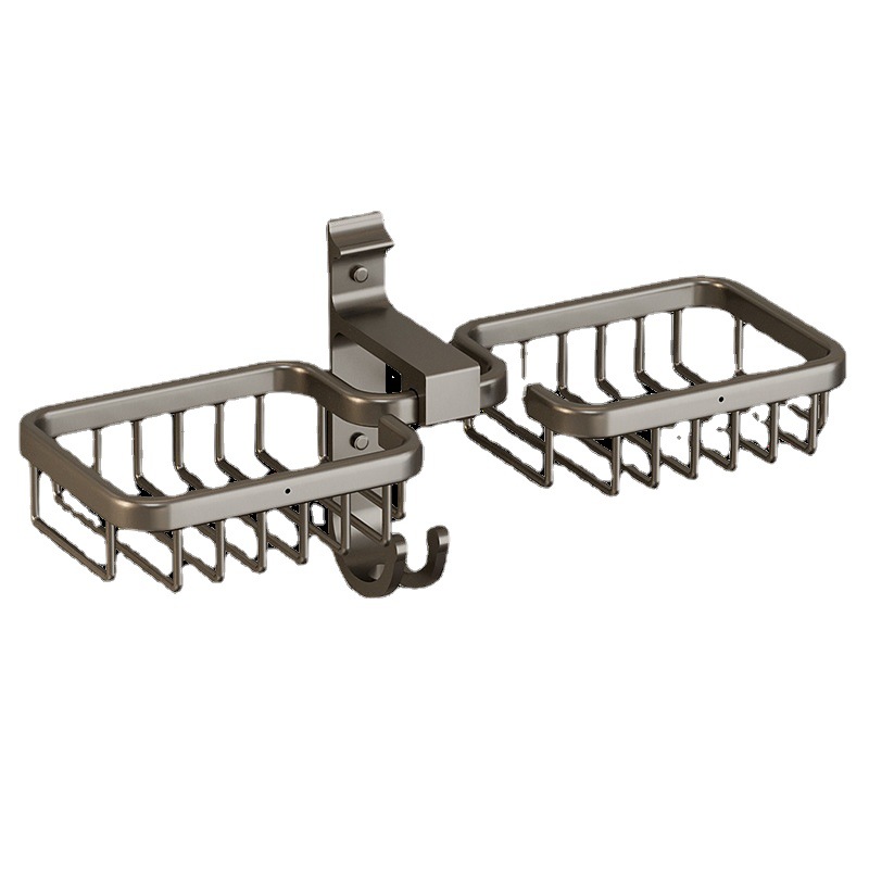 肥皂盒免打孔壁挂式沥水肥皂架太空铝浴室置物架家用香皂盒卫生间-图3