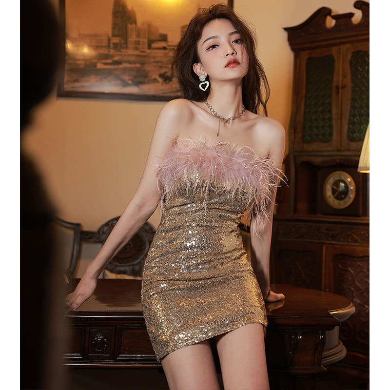 法式晚礼服女2025新款高级感名媛抹胸连衣裙轻奢小众高端平时可穿 - 图0