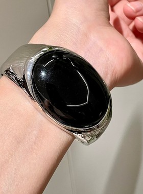 小众设计椭圆水晶手镯开口可调节手环重工百搭新中式13