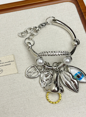 超现实主义金属五官系列恶魔之眼流苏吊坠手链轻奢时尚手环62