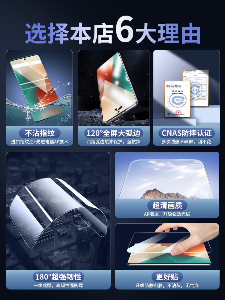 适用红米Note13Pro钢化膜note13手机膜Redminote13新款RPro全屏EPro覆盖高清小米noto十防摔保护135g贴膜防爆 - 图3