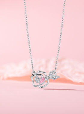 玫瑰花爱心丘比特项链女