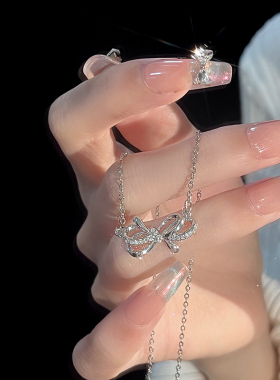 Jusongklein蝴蝶结钛钢锁骨链女