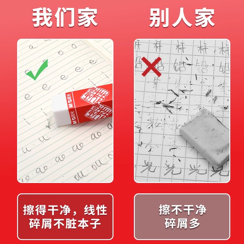 晨光孔庙考试专用2b橡皮无碎屑小学生专用像笔擦不留痕儿童橡皮擦美术专用像皮擦铅笔文具用品2比橡皮擦-图2