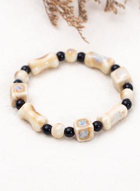 国文艺新风中式民族陶瓷骨头手链学百搭小众女风生20638礼物手串