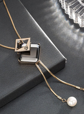 高档水晶长款配饰吊坠挂件毛衣链