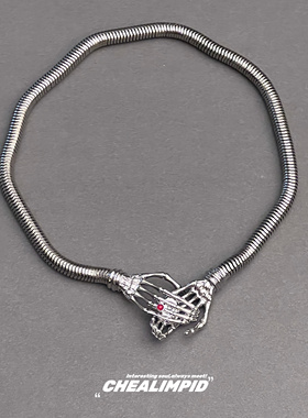 骷髅魔爪暗黑设计锁骨链合金男女