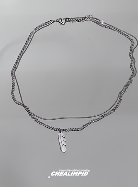 羽毛双层设计项链钛钢男女同款