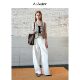 W.Amber old money style linen fine glitter V-neck vest sleeveless top
