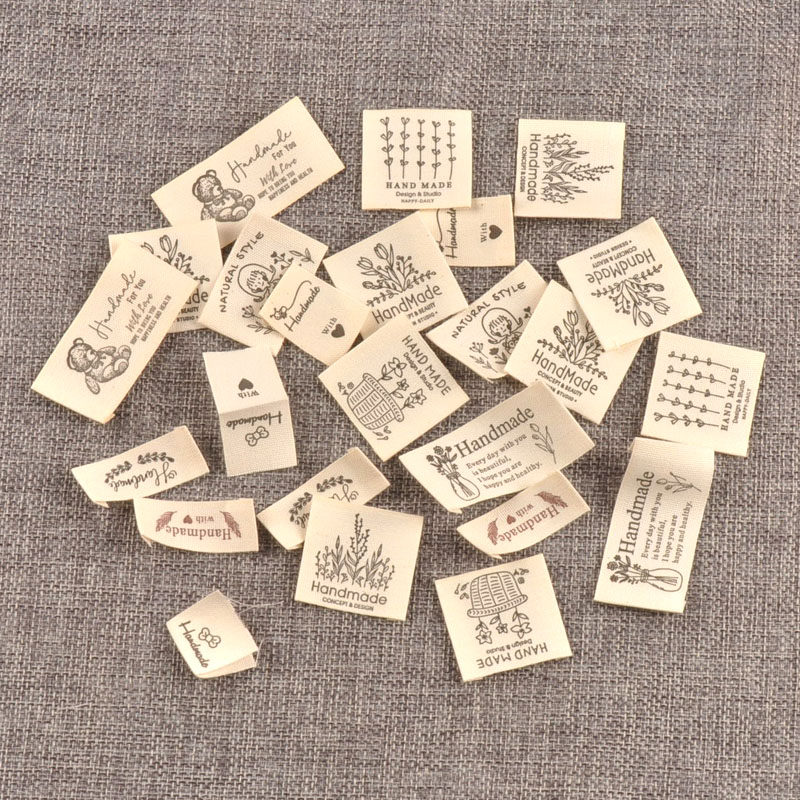 米色标签衣服服装领标手工制作折边布标DIY布贴服饰标签50个,淘宝优惠券,粉丝福利购,淘宝优惠卷