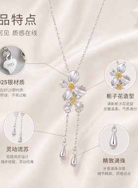 S925银栀子花流苏锁骨链礼物