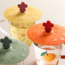 Cup lid anti-dust silicone blue lotus mark cup lid universal high face value large caliber versatile single selling without hole round