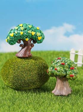 仿真苹果树 微景观摆件 树脂造景小树 DIY 装饰品树脂小摆件