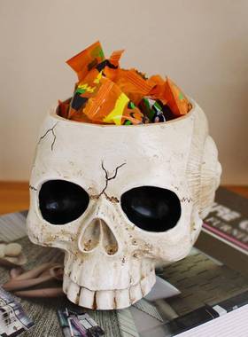 跨境蜗牛骷髅头花盆摆件家居户外头骨雕像景观装饰恐怖万圣节礼品