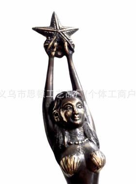 跨境 美人鱼装饰把手设计 树脂工艺品 庭院居家设计摆件装饰把手