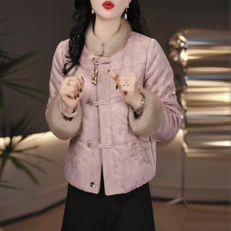 提花精纺国风加厚保暖短款棉衣外套女2025冬季新款小个子保暖棉袄,淘宝优惠券,粉丝福利购,淘宝优惠卷