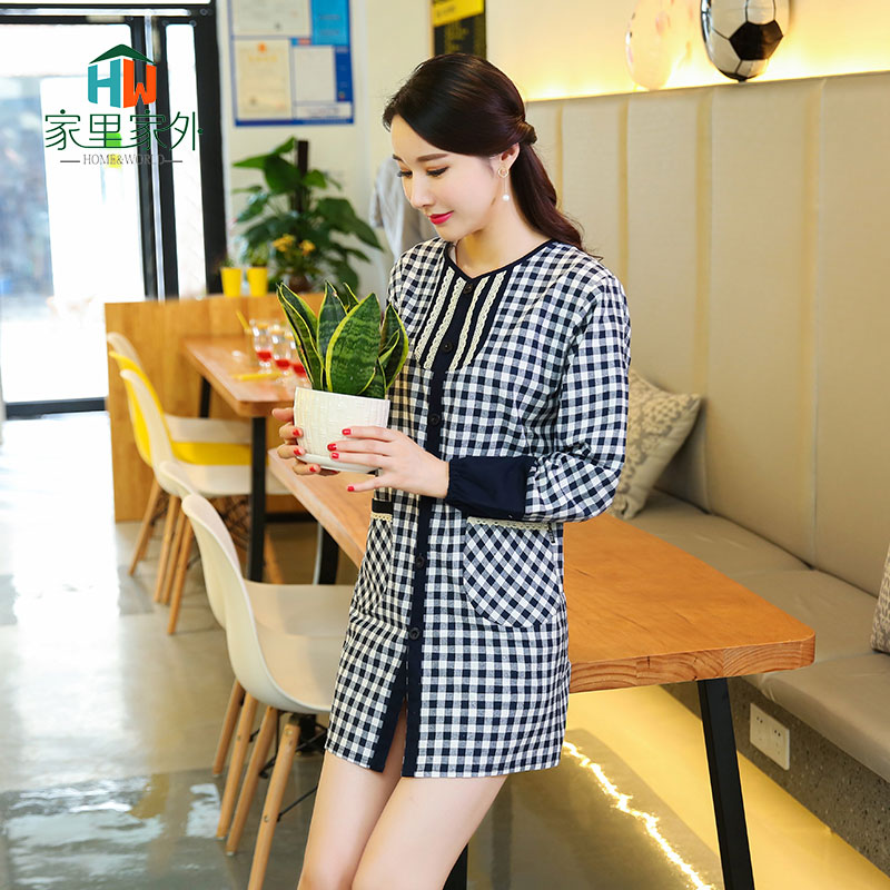 长袖围裙韩版时尚家用厨房成人防水做饭可爱罩衣大人女工作服定制