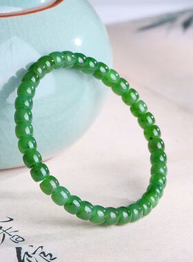 和田碧玉直切手串（送国检证书）