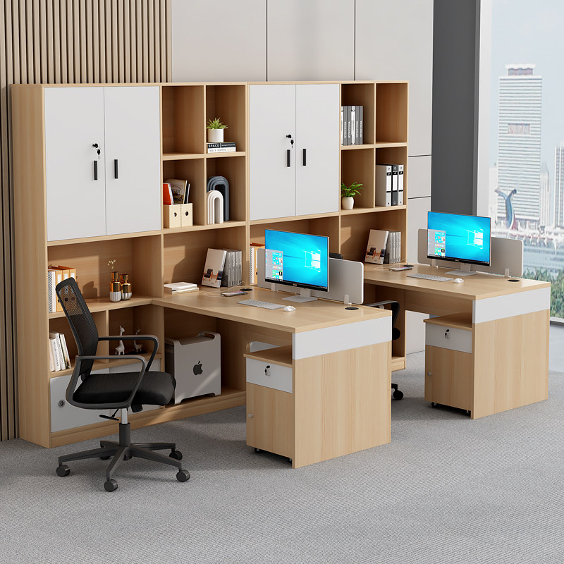 工位办公桌椅组合高柜财务桌职员桌简约现代卡座办公桌双人面对面_虎窝淘