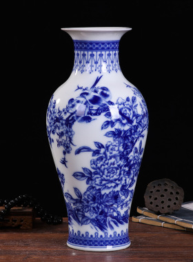 陶瓷青花花瓶 景德镇瓷器中式装饰家居客厅工艺品摆件礼品包邮