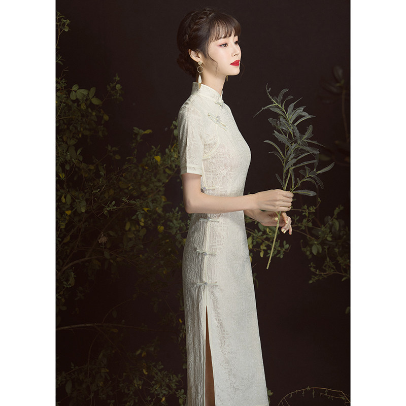 改良旗袍2020新款高雅年轻连衣裙 玫瑰纱旗袍