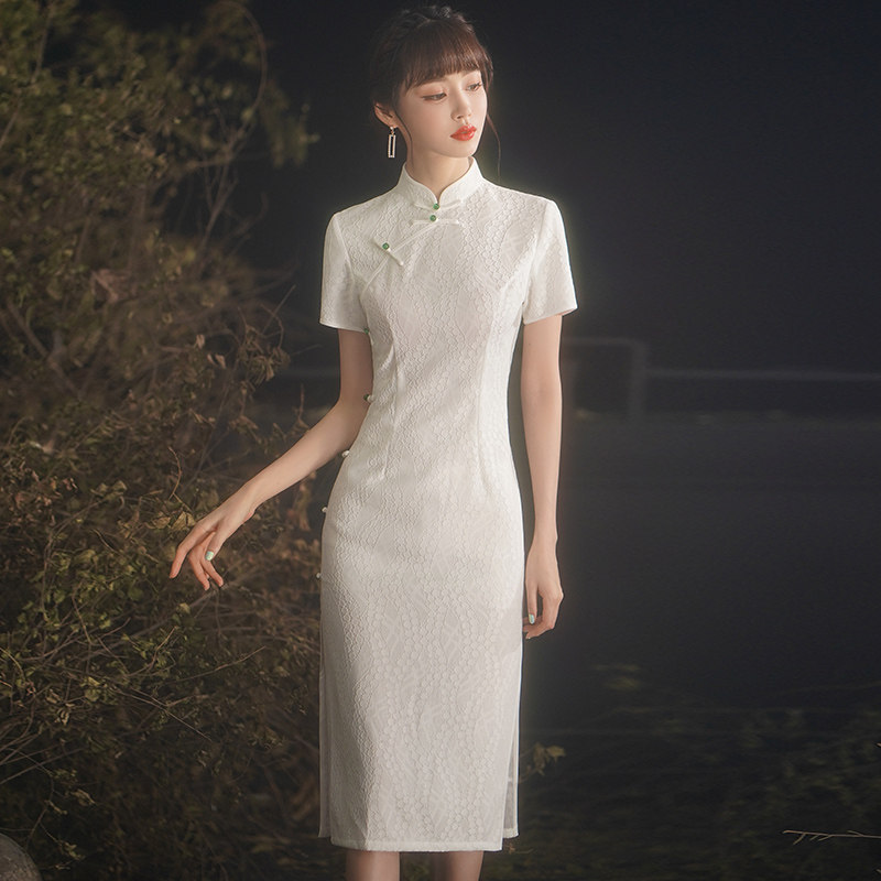 日常可穿改良旗袍2020年新款连衣裙 玫瑰纱旗袍