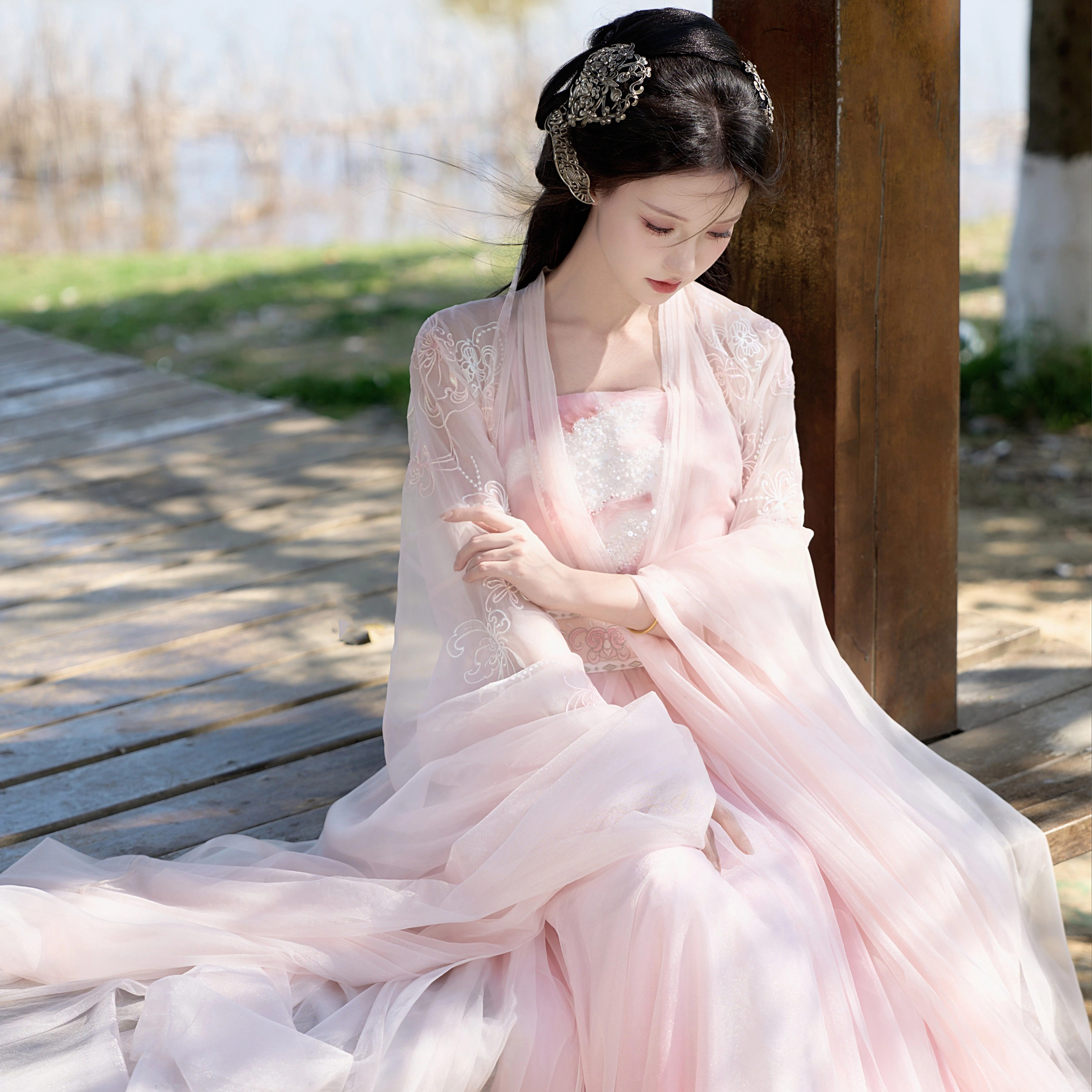 汉服女唐制诃子裙重工刺绣大袖衫清冷风交领古装超仙飘逸影视套装,淘宝优惠券,粉丝福利购,淘宝优惠卷