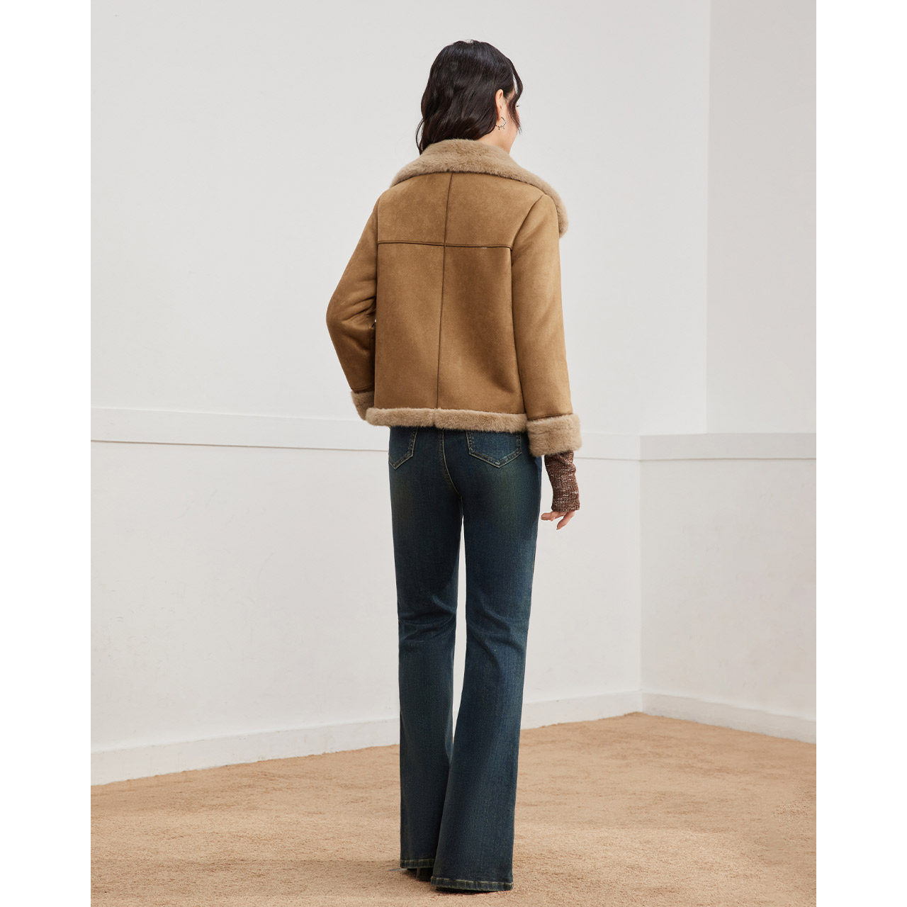 IEF/爱依服【小个子专属】2025秋冬新款磨砂皮衣女时尚宽松短外套,淘宝优惠券,粉丝福利购,淘宝优惠卷