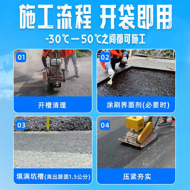 沥青冷补料路面修补料袋装混凝土柏油道路快速修补料高强度冷敷 - 图3