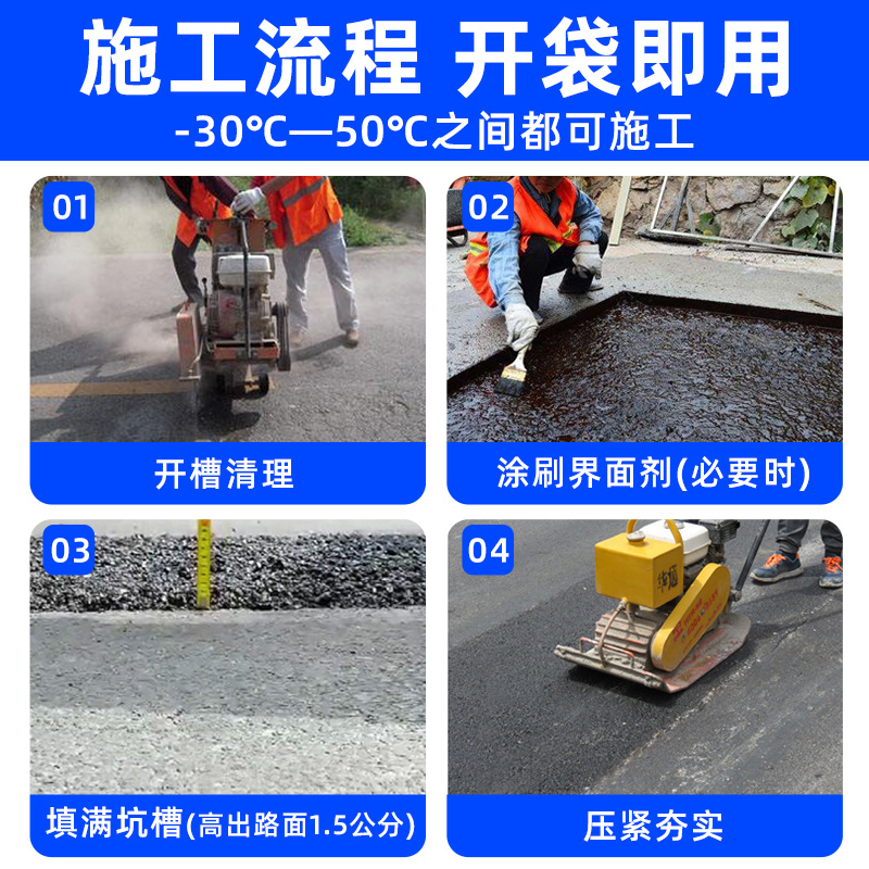 沥青冷补料路面修补料袋装混凝土柏油道路快速修补料高强度冷敷 - 图3