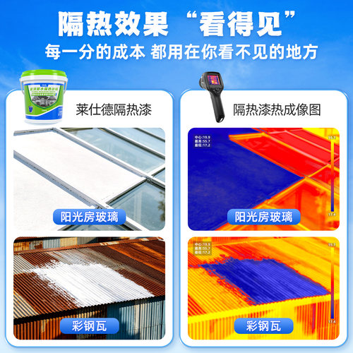 莱仕德屋顶隔热涂料楼顶外墙防水防晒材料彩钢瓦反射隔热降温油漆 - 图1