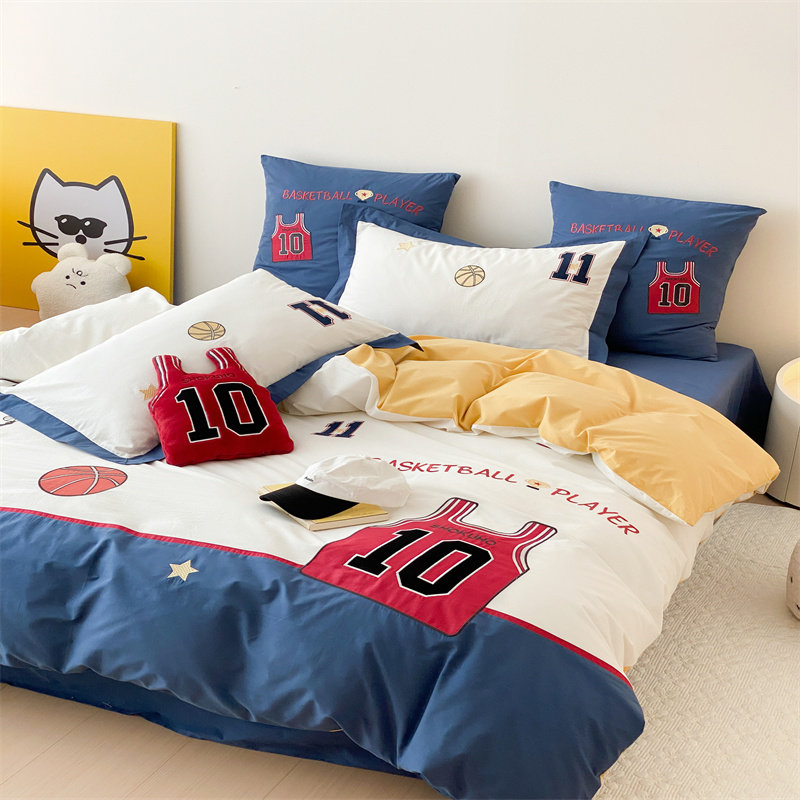 卡通儿童男孩全棉水洗棉四件套纯棉篮球被套宿舍上下铺床笠三件套,淘宝优惠券,粉丝福利购,淘宝优惠卷