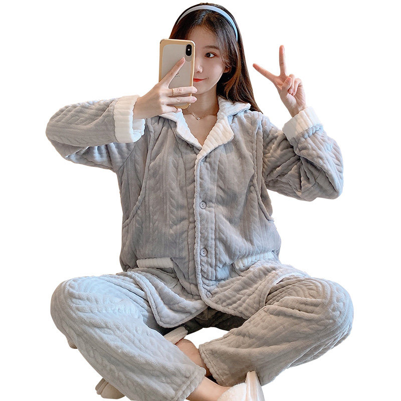 珊瑚绒月子服冬季产后12月份11睡衣 潍宝家居服套装