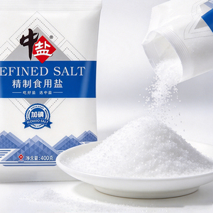 中盐加碘精制食用盐400g*7袋