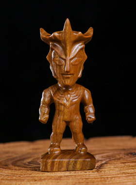 绿檀崖柏迪迦奥特曼木雕男士随身把玩手把件卡通男童生日礼物摆件