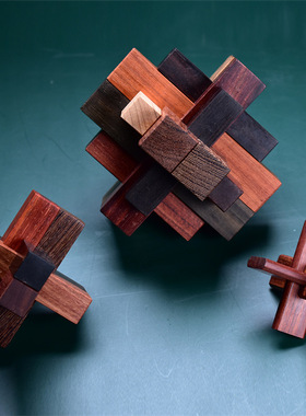 12种材质标本鲁班锁12根鲁班锁孔明锁益智玩具紫檀酸枝缅花厂家