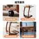 Side table, solid wood sofa, movable table with wheels, bedside side cabinet, home living room, small apartment, C-shaped small coffee table