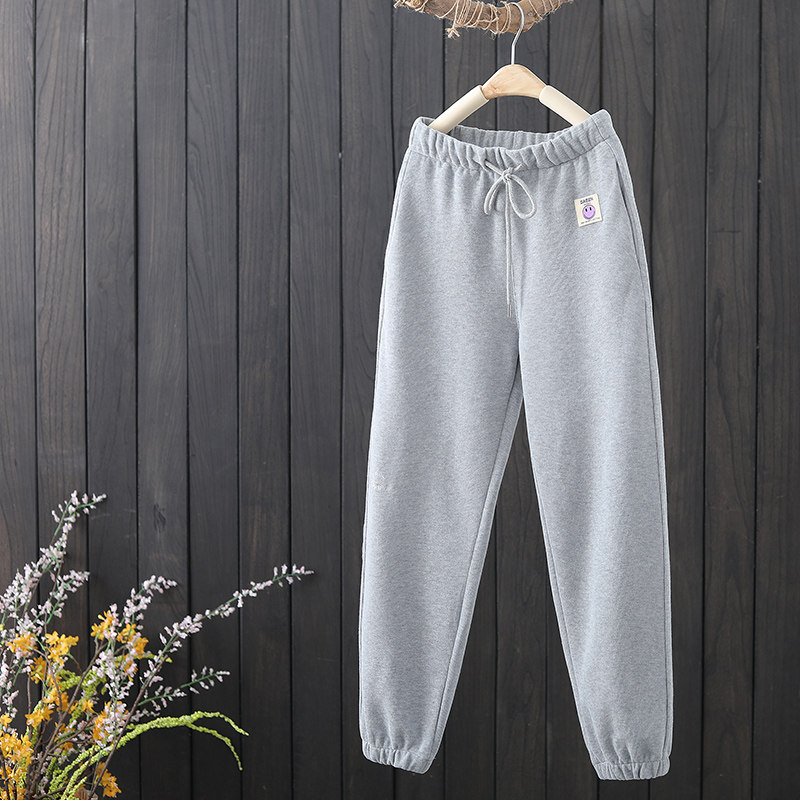 白色春秋季宽松束脚2021新款女裤子 marseroich卫裤