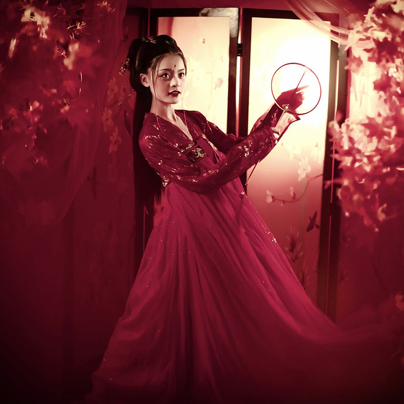 尖妃【醉唐风】新款女齐胸仙对襟汉服 尖妃民族服装/舞台装