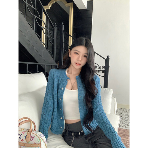 MosesQueen魔西女王白色辣妹镂空针织开衫秋季新款设计感气质上衣 - 图0