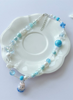 夏日海星贝壳鱼尾项链多巴胺海边