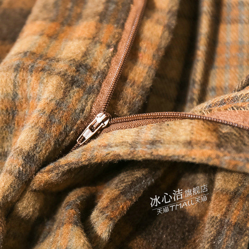 冬季复古格子毛呢a字裙子半身裙 冰心洁半身裙