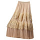 Designed embroidered mesh wide skirt