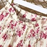 Розовая летняя шифоновая юбка, цветочный принт