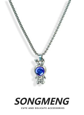 钛钢情侣炫彩兔字项链