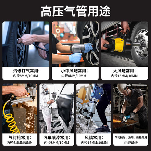 空压机高压气管软管哑光加厚防爆三胶两线气泵风炮喷漆氧气乙炔管 - 图3