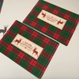 Рождественская обеденная тарелка из ПВХ, прямоугольный водонепроницаемый настольный коврик