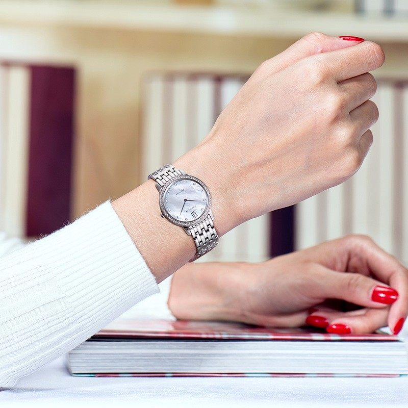 citizen西铁城光动能女士表 贝母表盘简约时尚防水腕表田馥甄同款