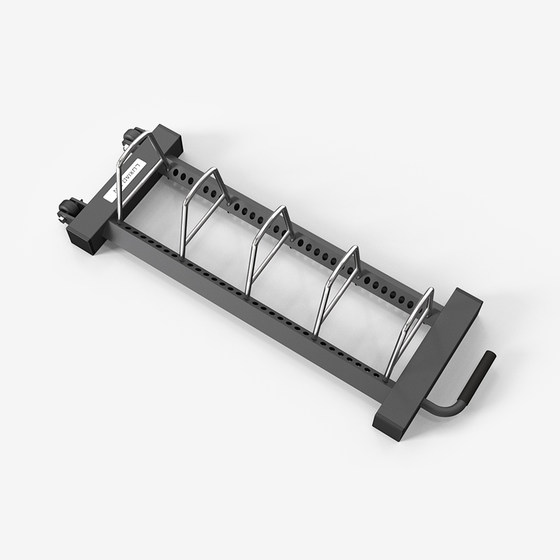 Self-adjusting spacing barbell trailer storage rack