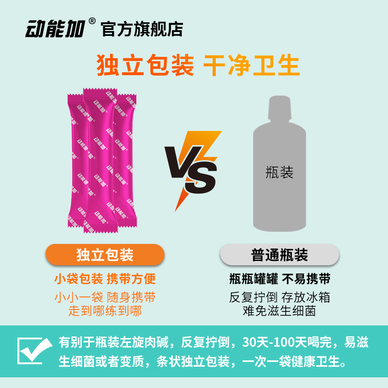 动能加左旋肉碱便携装左旋11000饮料正品运动健身左旋100g*4盒